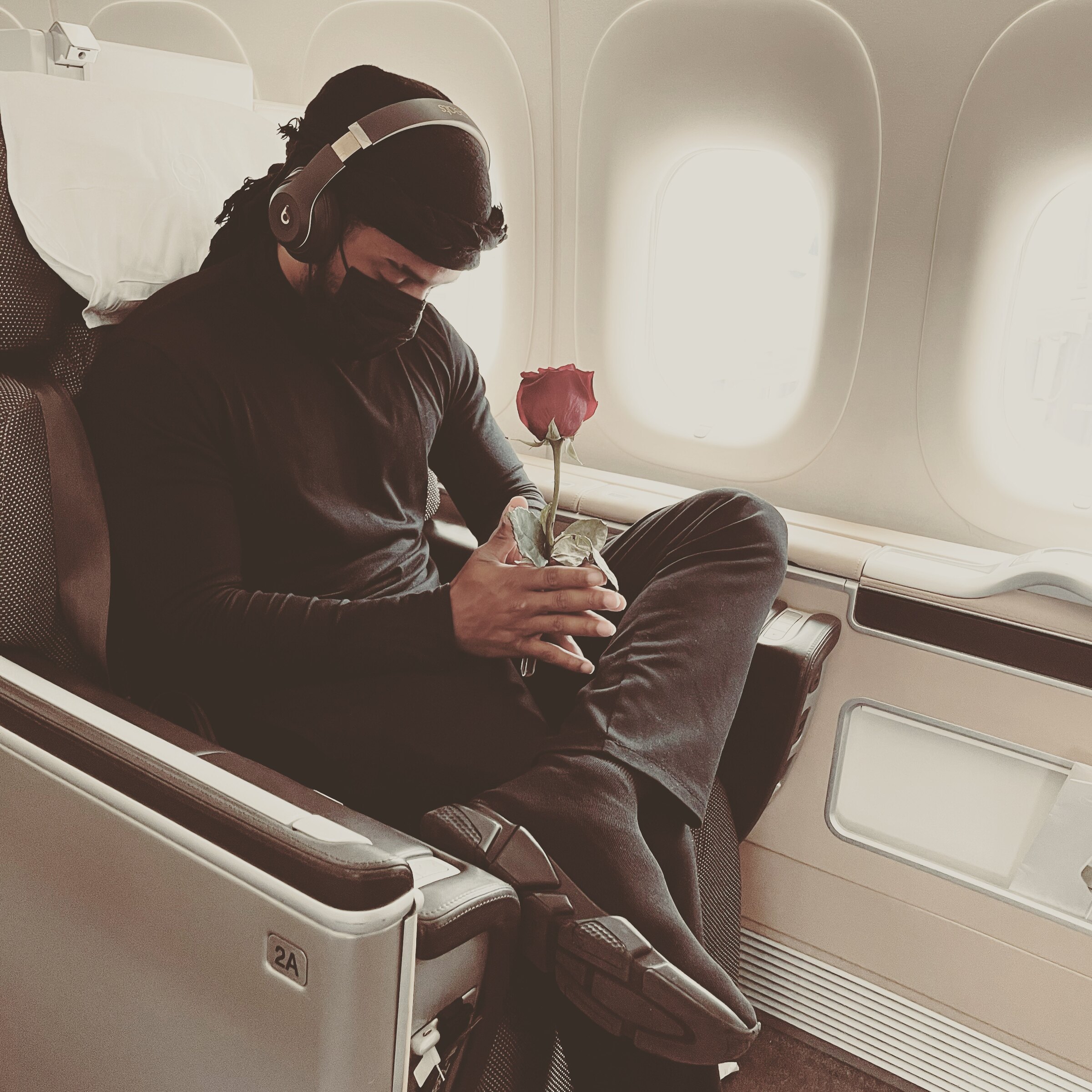 Zi Morris, American entrepreneur and investor, traveling first class