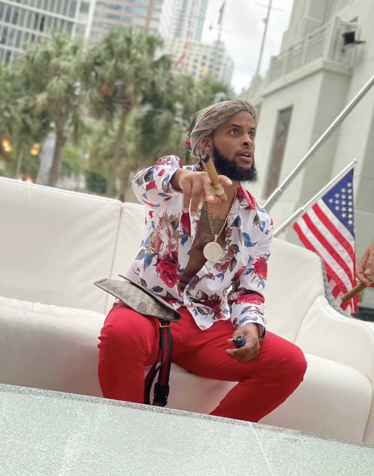 Zi Morris, American entrepreneur and investor, on a yacht in Miami